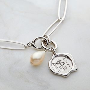 Arden Lariat Rhodium Plate with Sterling Silver Medallion