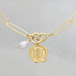 Arden Lariat Gold Plate with Gold Vermeil Medallion