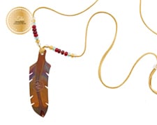 [I2321] Designer Collection - Wesley Havill Indigenous Art - Miskwaabik Miigwan Necklace Gold Lace