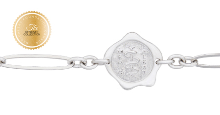 [I2319-7.25] Designer Collection - Corrine Anestopoulos - Arden Bracelet Rhodium Plate with Sterling Silver Medallion