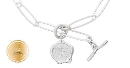[I2317-18] Designer Collection - Corrine Anestopoulos - Arden Collar Rhodium Plate with Sterling Silver Medallion