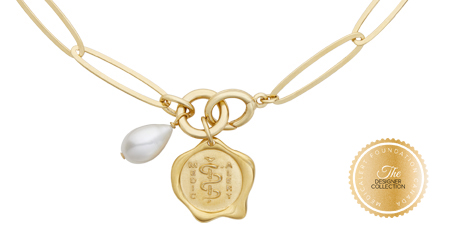 [I2314-35] Designer Collection - Corrine Anestopoulos - Arden Lariat Gold Plate with Gold Vermeil Medallion