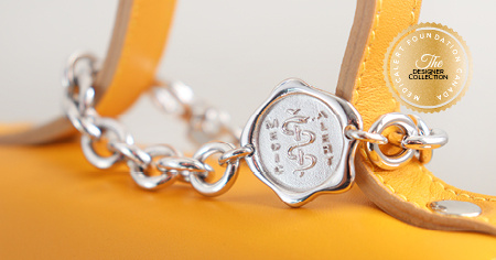 [I2330] Designer Collection - Corrine Anestopoulos - BIKO Ava Chain Bracelet: Rhodium Plate with Sterling Silver Medallion