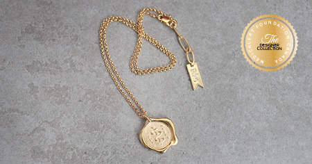 [I2328] Designer Collection - Corrine Anestopoulos - BIKO Classic Pendant: Gold Plate with Gold Vermeil Medallion