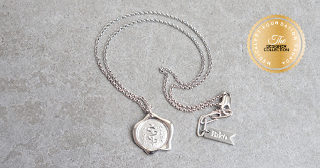 [I2329-32] Designer Collection - Corrine Anestopoulos - BIKO Classic Pendant: Rhodium Plate with Sterling Silver Medallion