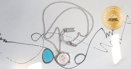 [I2329-32] Designer Collection - Corrine Anestopoulos - BIKO Classic Pendant: Rhodium Plate with Sterling Silver Medallion