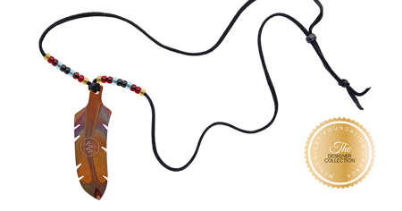 [I2320-33] Designer Collection - Wesley Havill Indigenous Art - Miskwaabik Miigwan Necklace Black Lace