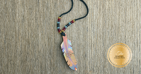 [I2320-33] Designer Collection - Wesley Havill Indigenous Art - Miskwaabik Miigwan Necklace Black Lace