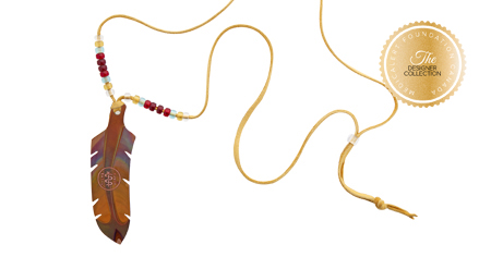 [I2321-33] Designer Collection - Wesley Havill Indigenous Art - Miskwaabik Miigwan Necklace Gold Lace